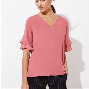 Loft tiered bell cuff top in pink